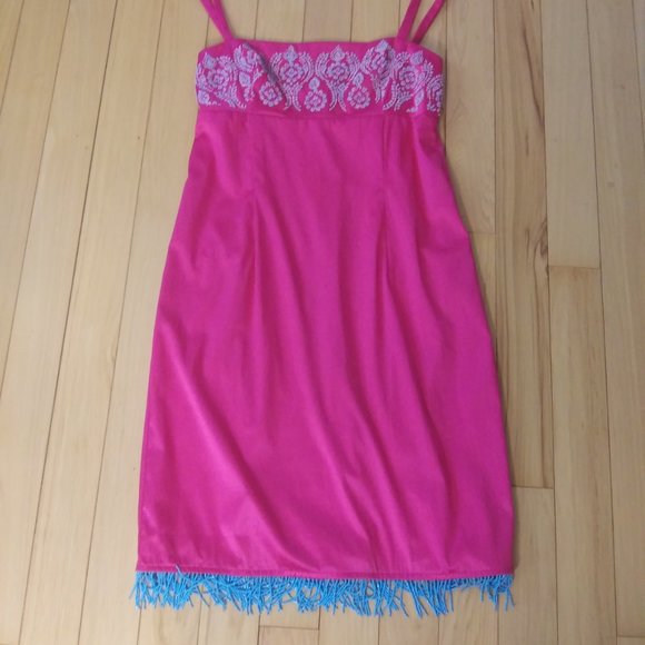 Mica pink dress beads beaded fringe  Made in the USA barbiecore - Picture 9 of 15